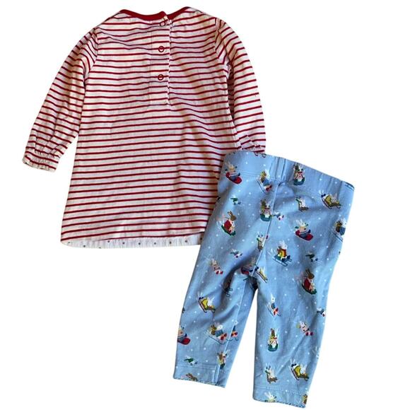 Baby Boden 3-6 Month 2pc Snow Sledding Bunnies Outfit - Picture 3 of 3